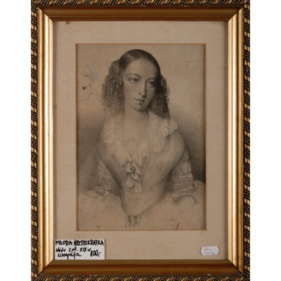 Portret młodej dziewczyny, Litografia. II poł. XIX wieku.