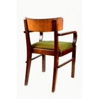 Fotel w stylu art deco, drewno bukowe bejcowane na orzech, oryginalna tapicerka, lata 20. XXw.