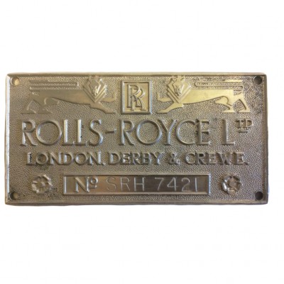 Tabliczka marki Rolls- Royce. Metal. Wielka Brytania, II poł. XX wieku.