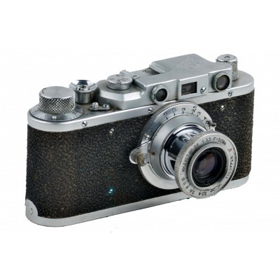 Aparat fotograficzny FED-1, dalmierzowy, małoobrazkowy, obiektyw 50 mm f 3,5 o konstrukcji szpulkowej, Rosja, lata 50. XX w.