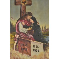 Obraz przedstawiający Chrystusa oraz personifikację Polski, olej na płótnie