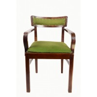 Fotel w stylu art deco, drewno bukowe bejcowane na orzech, oryginalna tapicerka, lata 20. XXw.
